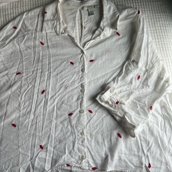 White linen button down top - Picture 1 of 5
